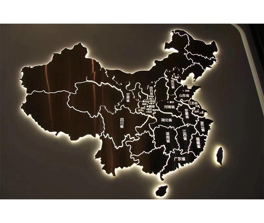 不銹鋼發(fā)光字中國(guó)地圖
